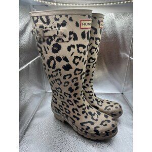 Size‎ 5 - Hunter Kids Original Tall Hybrid Leopard Print Waterproof Rain Boot